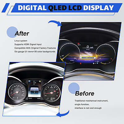 12.3" Digital Instrument Cluster for Mercedes-Benz C-Class W205 & GLC X253 (2015-2019) | OEM Fit | HDMI Input | Multi-UI Display 12.3" Digital Instrument Cluster for Mercedes-Benz C-Class W205 & GLC X253 (2015-2019) | OEM Fit | HDMI Input | Multi-UI Display