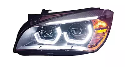 E84 X1 DTM Style LED Headlights w/Etched Rings & LED Eyebrows (2010β2015) E84 X1 DTM Style LED Headlights w/Etched Rings & LED Eyebrows (2010β2015)