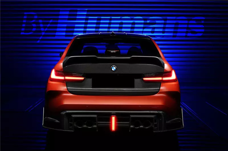 2021-UP BMW M3 G80 BKSS Style Rear Diffuser with LED Lights & Quad Exhaust Tips 2021-UP BMW M3 G80 BKSS Style Rear Diffuser with LED Lights & Quad Exhaust Tips