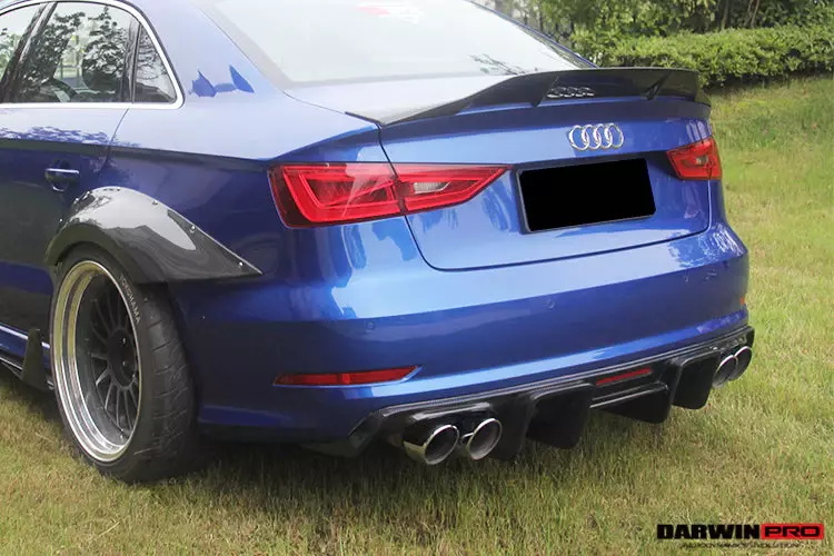 2013–2016 Audi S3 / A3 S-Line Sedan BKSS Style Rear Diffuser with LED Light