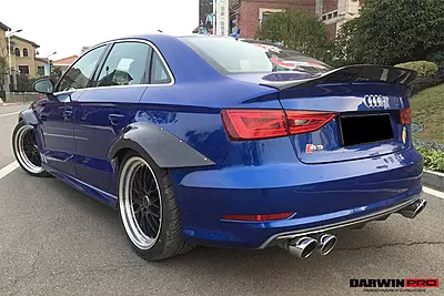 2013–2016 Audi S3 / A3 S-Line Sedan BKSS Style Rear Diffuser with LED Light