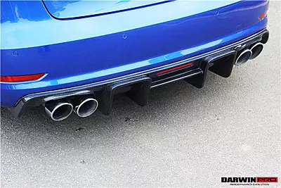 2013–2016 Audi S3 / A3 S-Line Sedan BKSS Style Rear Diffuser with LED Light