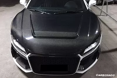 2006–2015 Audi R8 Coupe & Spyder P Style Carbon Fiber Hood | Lightweight & Aerodynamic Upgrade 2006–2015 Audi R8 Coupe & Spyder P Style Carbon Fiber Hood | Lightweight & Aerodynamic Upgrade