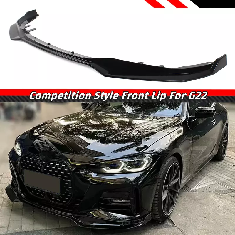 BMW G22/G23 Glossy Black Competition Style Front Lip (2021–2023)
