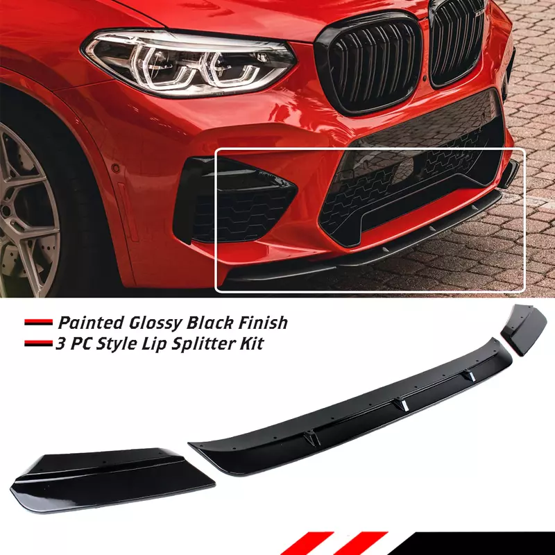 BMW F97 X3M & F98 X4M 3-Piece Style Front Lip Splitter Kit – Glossy Black BMW F97 X3M & F98 X4M 3-Piece Style Front Lip Splitter Kit – Glossy Black
