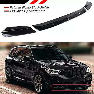 BMW F97 X3M & F98 X4M 3-Piece Style Front Lip Splitter Kit – Glossy Black BMW F97 X3M & F98 X4M 3-Piece Style Front Lip Splitter Kit – Glossy Black