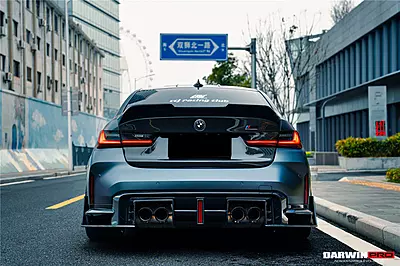 2021-UP BMW M3 G80 BKSS Style Rear Diffuser with LED Lights & Quad Exhaust Tips 2021-UP BMW M3 G80 BKSS Style Rear Diffuser with LED Lights & Quad Exhaust Tips