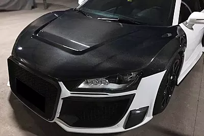 2006–2015 Audi R8 Coupe & Spyder P Style Carbon Fiber Hood | Lightweight & Aerodynamic Upgrade 2006–2015 Audi R8 Coupe & Spyder P Style Carbon Fiber Hood | Lightweight & Aerodynamic Upgrade