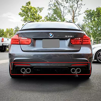 Satin Black Rear Diffuser – BMW 3 Series F30 (2012–2018, M-Sport Only)
