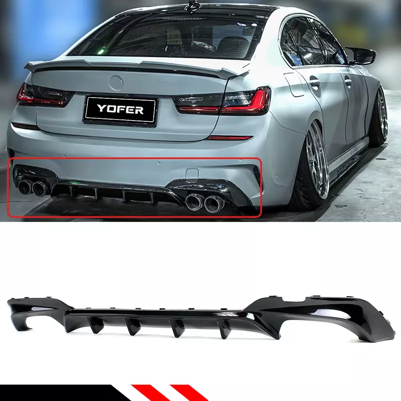 Glossy Black Rear Diffuser for BMW G20 3 Series (2019–2022) Glossy Black Rear Diffuser for BMW G20 3 Series (2019–2022)