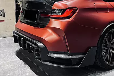 2021-UP BMW M3 G80 BKSS Style Rear Diffuser with LED Lights & Quad Exhaust Tips 2021-UP BMW M3 G80 BKSS Style Rear Diffuser with LED Lights & Quad Exhaust Tips