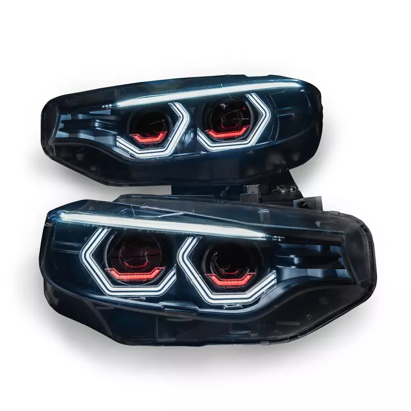 Pre-Built Vision Concept Red Half X Retrofit Headlights – F8X M3/M4 & F32 Coupe (2015–2017 Xenon)